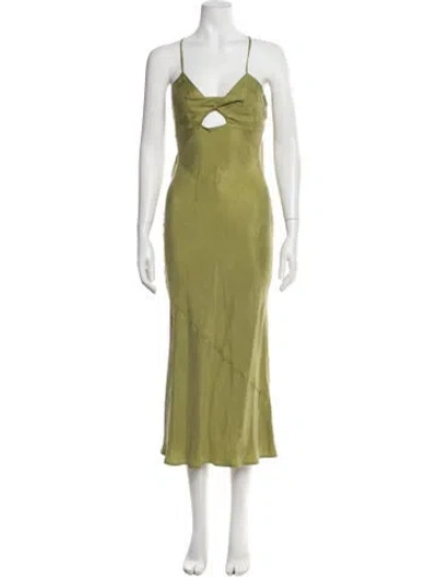 Pre-owned Suboo Square Neckline Long Dress In Green