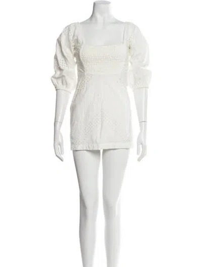 Pre-owned Suboo Square Neckline Mini Dress In White