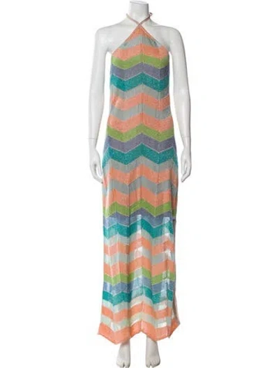 Pre-owned Suboo Striped Long Dress In Neutral