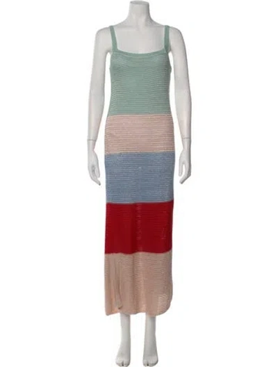Pre-owned Suboo Striped Long Dress In Pink