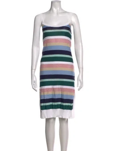 Pre-owned Suboo Striped Midi Length Dress In Green