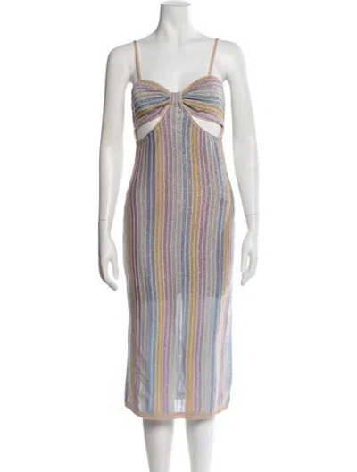 Pre-owned Suboo Striped Midi Length Dress In Multi