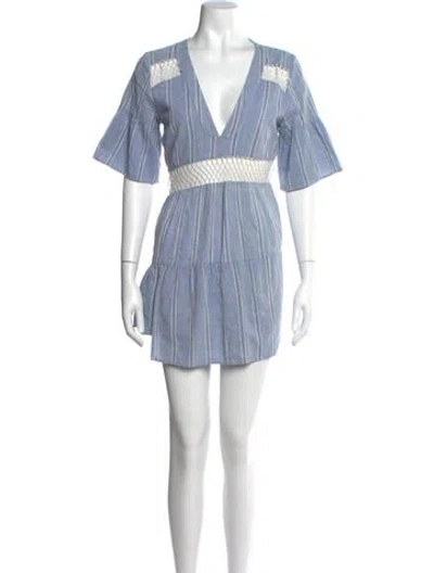 Pre-owned Suboo Striped Mini Dress In Blue