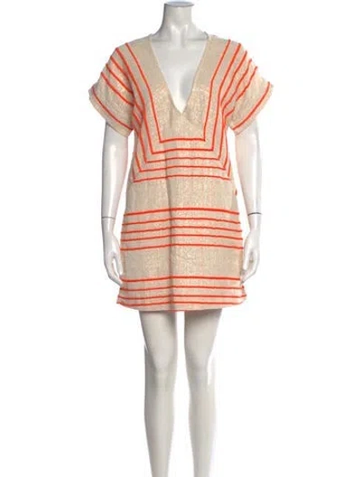 Pre-owned Suboo Striped Mini Dress In Orange