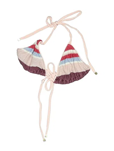 Pre-owned Suboo Swimsuit Top Burgundy Stripes Pattern Swimwear