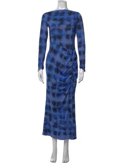 Pre-owned Suboo Tie-dye Print Long Dress In Blue