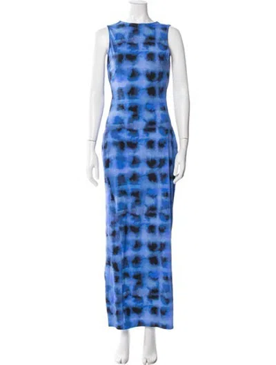 Pre-owned Suboo Tie-dye Print Long Dress In Blue