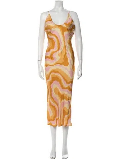 Pre-owned Suboo Tie-dye Print Midi Length Dress In Yellow