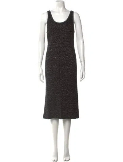 Pre-owned Suboo Tweed Pattern Midi Length Dress In Gray