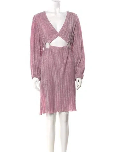 Pre-owned Suboo V-neck Knee-length Dress In Metallic/pink