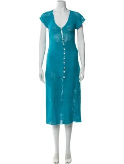 Pre-owned Suboo V-neck Long Dress In Blue