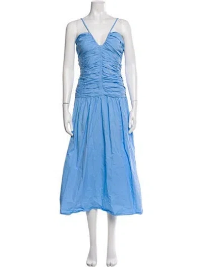 Pre-owned Suboo V-neck Long Dress In Blue