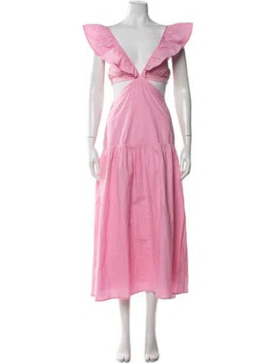 Pre-owned Suboo V-neck Long Dress W/ Tags In Black/pink