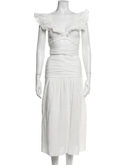 Pre-owned Suboo V-neck Midi Length Dress In White