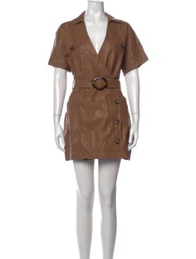 Pre-owned Suboo V-neck Mini Dress In Brown