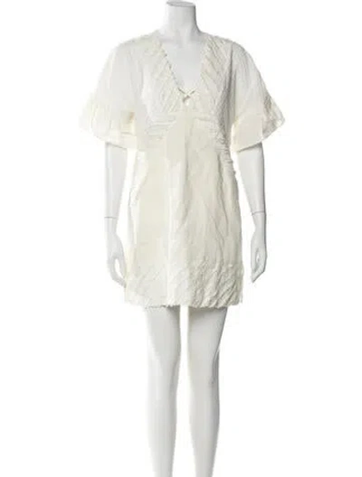 Pre-owned Suboo V-neck Mini Dress In Neutral