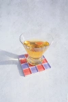 Subtle Art Studios Checkered Glass Tile Coaster In Pinky Rose