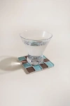 Subtle Art Studios Chocolate Checkered Glass Tile Coaster In Sea Salt Dark Chocolate