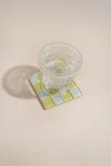 Subtle Art Studios Chocolate Checkered Glass Tile Coaster In Yuzu Caramel Milk Chocolate