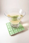 Subtle Art Studios Solid Glass Tile Coaster In Lime