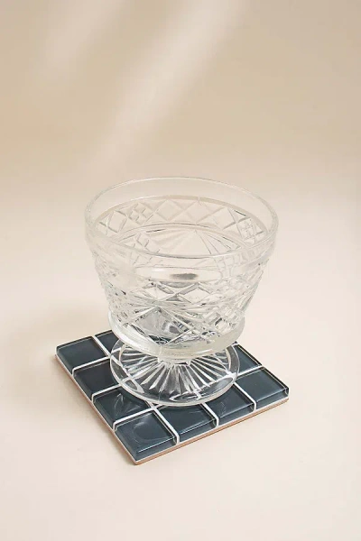 Subtle Art Studios Solid Glass Tile Coaster In Ocean