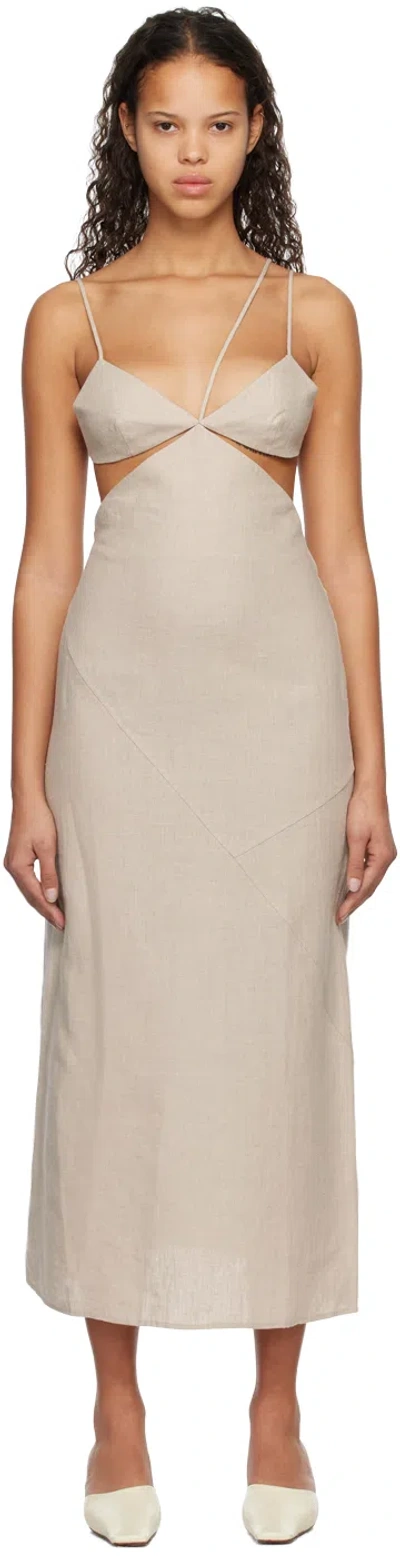 Subtle Le Nguyen Beige Cutout Maxi Dress In Sand