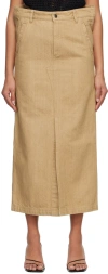 Subtle Le Nguyen Beige Flat Denim Maxi Skirt In Beige