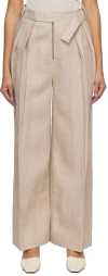 Subtle Le Nguyen Beige Pleated Trousers In Sand