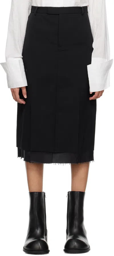 Subtle Le Nguyen Black Creased Midi Skirt