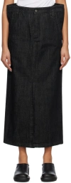 Subtle Le Nguyen Black Flat Denim Maxi Skirt In Black
