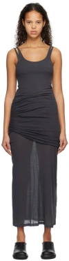 Subtle Le Nguyen Gray Asymmetric Maxi Dress In Grey