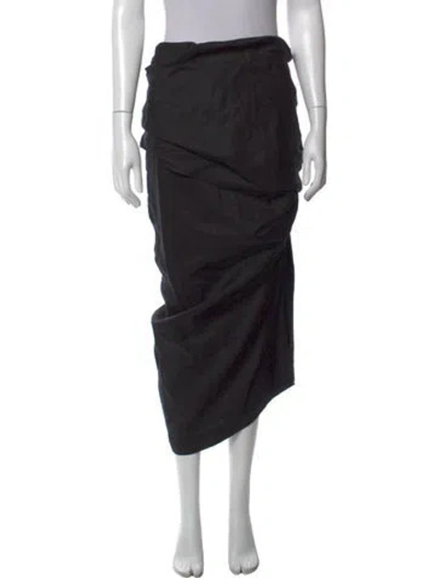 Pre-owned Subtle Le Nguyen Linen Midi Length Skirt In Black