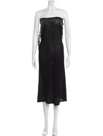 Pre-owned Subtle Le Nguyen Strapless Midi Length Dress In Black