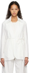 Subtle Le Nguyen White Collarless Jacket In White