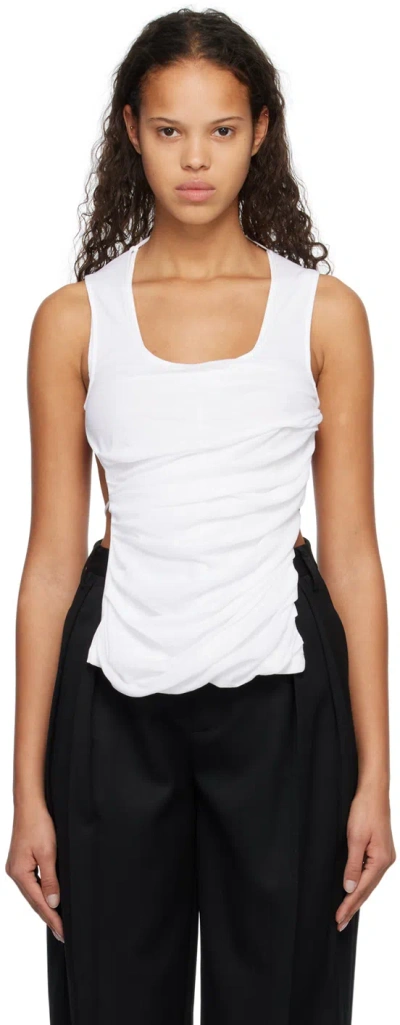 Subtle Le Nguyen White Draped Tank Top