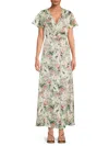 Subtle Luxury Women's Floral Maxi Wrap Cover-up Dress In White Multi
