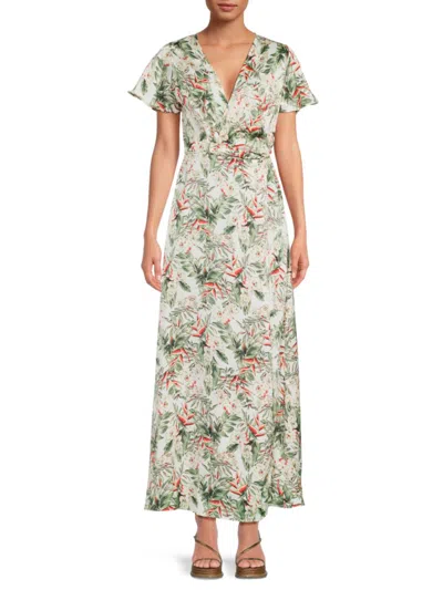 Subtle Luxury Women's Floral Maxi Wrap Cover-up Dress In White Multi