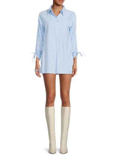Subtle Luxury Women's Serena Solid Linen Blend Shirt In White