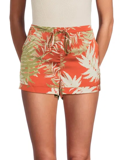 Subtle Luxury Women's Shasha Printed Cover-up Shorts In Red Multi