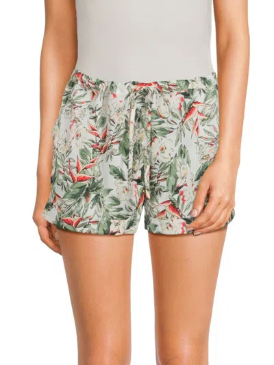 Subtle Luxury Women's Shasha Printed Cover-up Shorts In White Multi