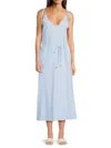 Subtle Luxury Women's Triss Linen & Cotton Midi Cover-up Dress In Sky
