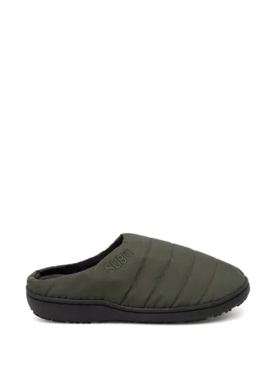 Subu Quilted Slippers In Green