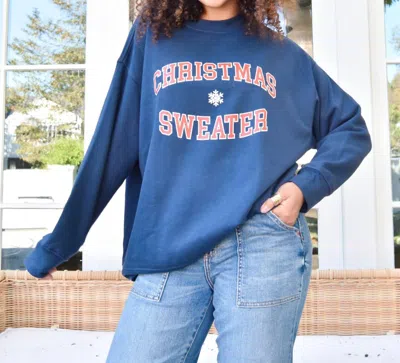 Suburban Riot Christmas Sweatshirt In Navy In Blue