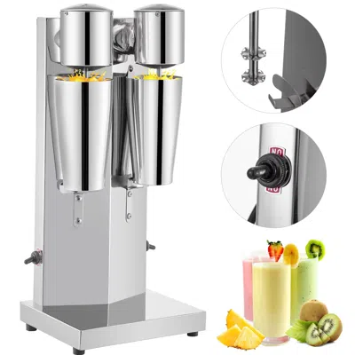 Succebuy 800ml Commercial Milkshake Machine With Dual Cup Auto Function - Stainless Steel Boba Drink Mixer In Silver