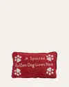 Sudha Pennathur A Spoiled Rotten Dog Lives Here Beaded Pillow In Red