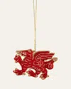 Sudha Pennathur Beaded Dragon Christmas Ornament In Red