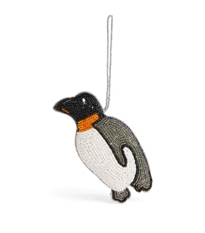 Sudha Pennathur Beaded Penguin Tree Decoration In White