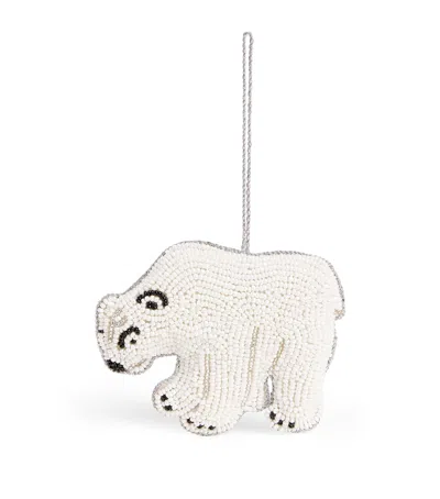 Sudha Pennathur Beaded Polar Bear Tree Decoration In White