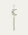 Sudha Pennathur Beaded Silver Moon With Tassel Christmas Ornament In Multi
