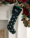 Sudha Pennathur Beaded Snowflakes Velvet Christmas Stocking, Personalized